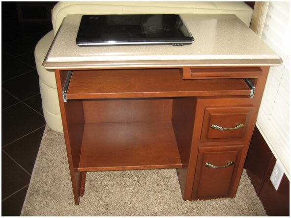 full-featured-small-desk Full featured small desk with drawers and laptop pullout