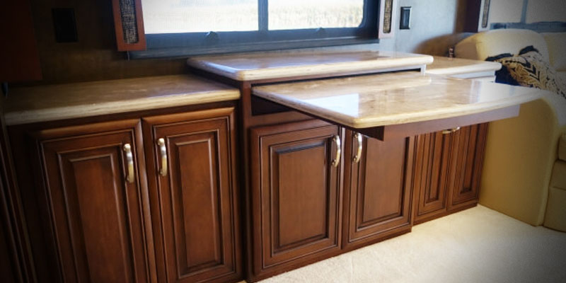 Tri-level executive desk built in cherry to match existing cabinetry Tri-level executive desk built in cherry to match existing cabinetry