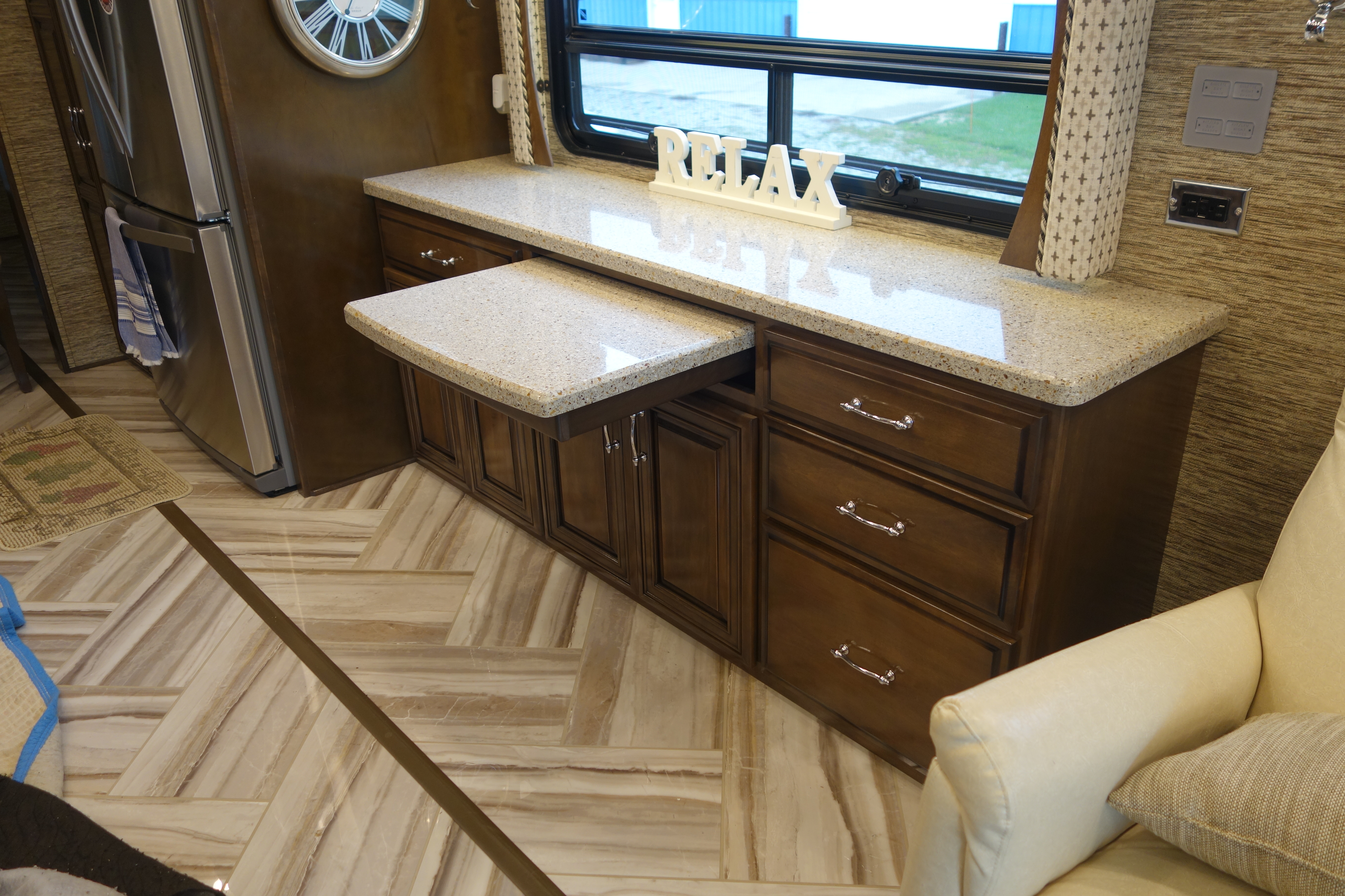 DSC06259 Beautiful executive desk with maple finish and corian top