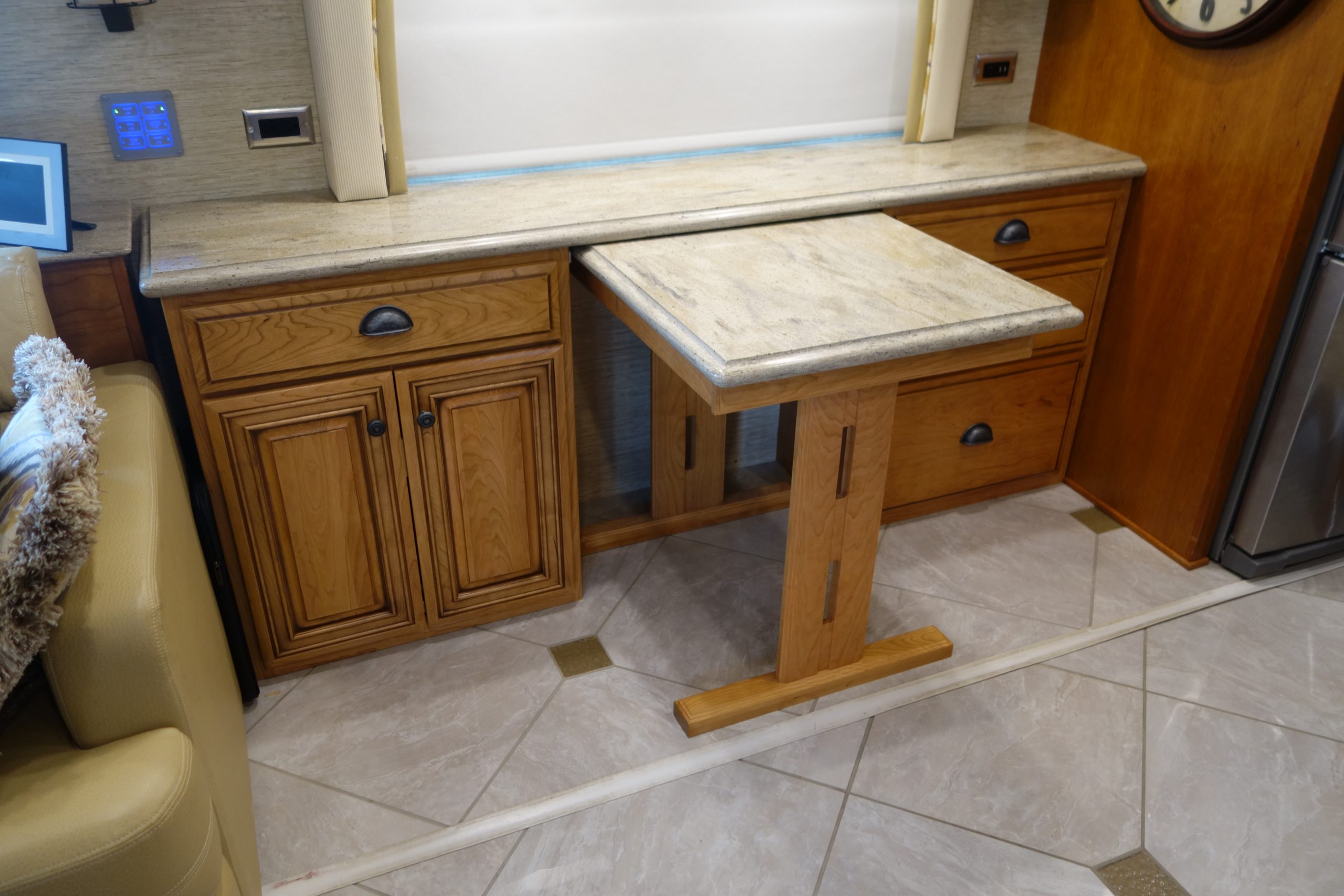 DSC05567 Custom slide out RV desk with cutout desk legs